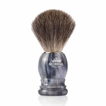 Помазок для бритья Mondial, пластик, ворс барсука, рукоять - цвет серый