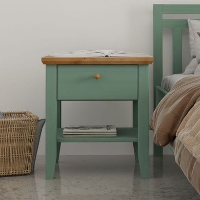 Прикроватная тумба Саргас из натурального дерева, с дубовыми ручками