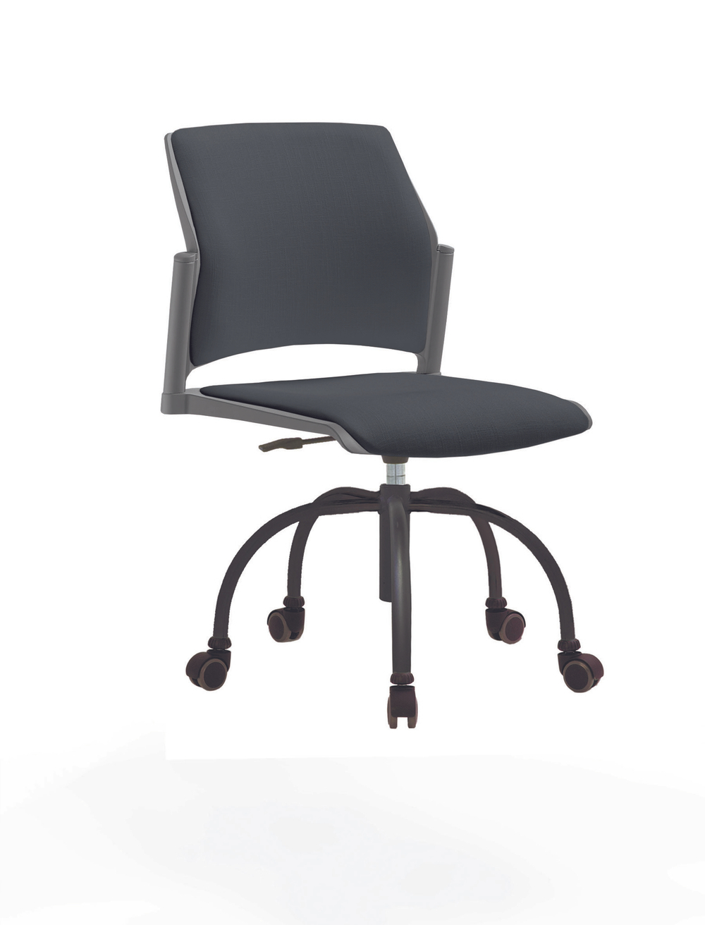 Кресло Rewind каркас черный, пластик серый, база паук краска черная, без подлокотников, сиденье и спинка антрацит