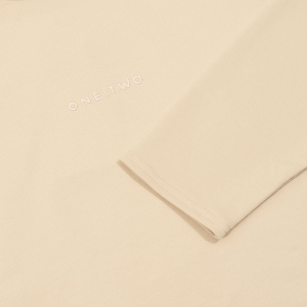 Лонгслив One Two High Neck Logo Moonbeam бежевый