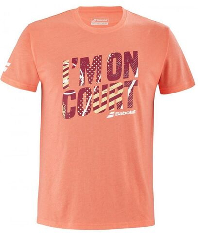 Мужская теннисная футболка Babolat Exercise Message Tee Men - living coral heather