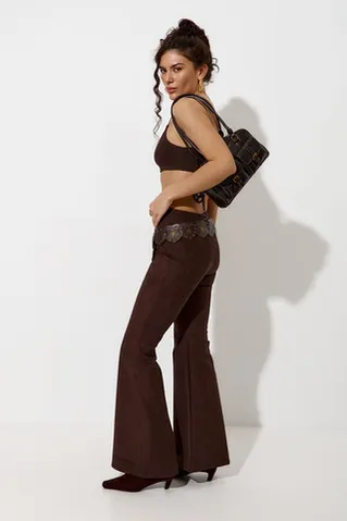 Кроп топ на бретелях из хлопка шоколадного цвета