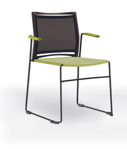 Web стул на полозьях с подлокотниками и спинкой-сеткой