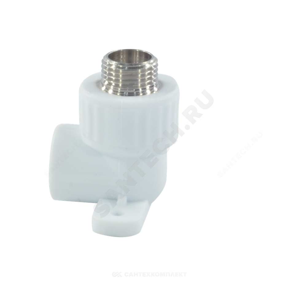Угольник PP-R комбинированный белый Дн 20х3/4" НР с креплением VALFEX 10121120