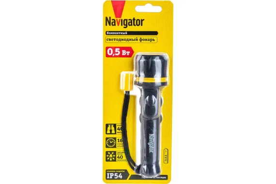 Фонарь Navigator NPT-R06-2АА 1LED*0,5Вт резина 23862
