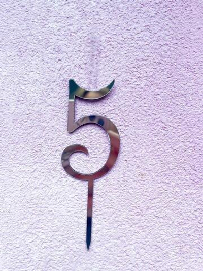 Топпер-свеча Цифра 5, серебро