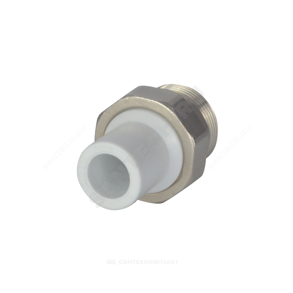 Муфта трубная PP-R комбинированная разъемная белая Дн 32х1/2" Ру25 наруж пайка/НР VALFEX 10158215