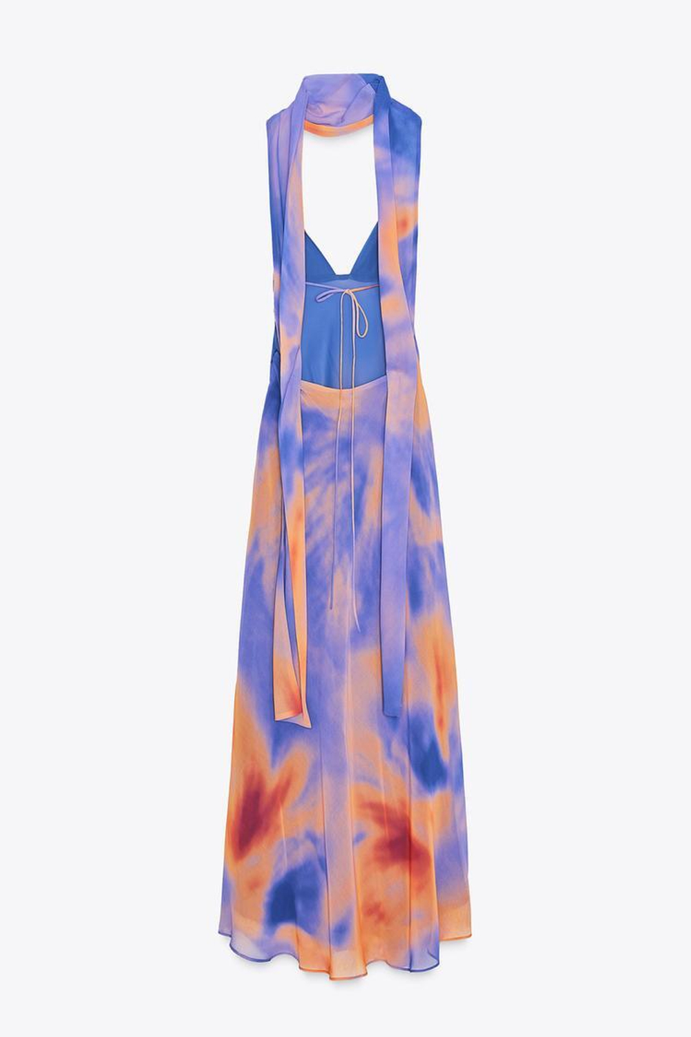 ZARA ДЛИННОЕ ПЛАТЬЕ С ПРИНТОМ, РАЗНОЦВЕТНЫЙ