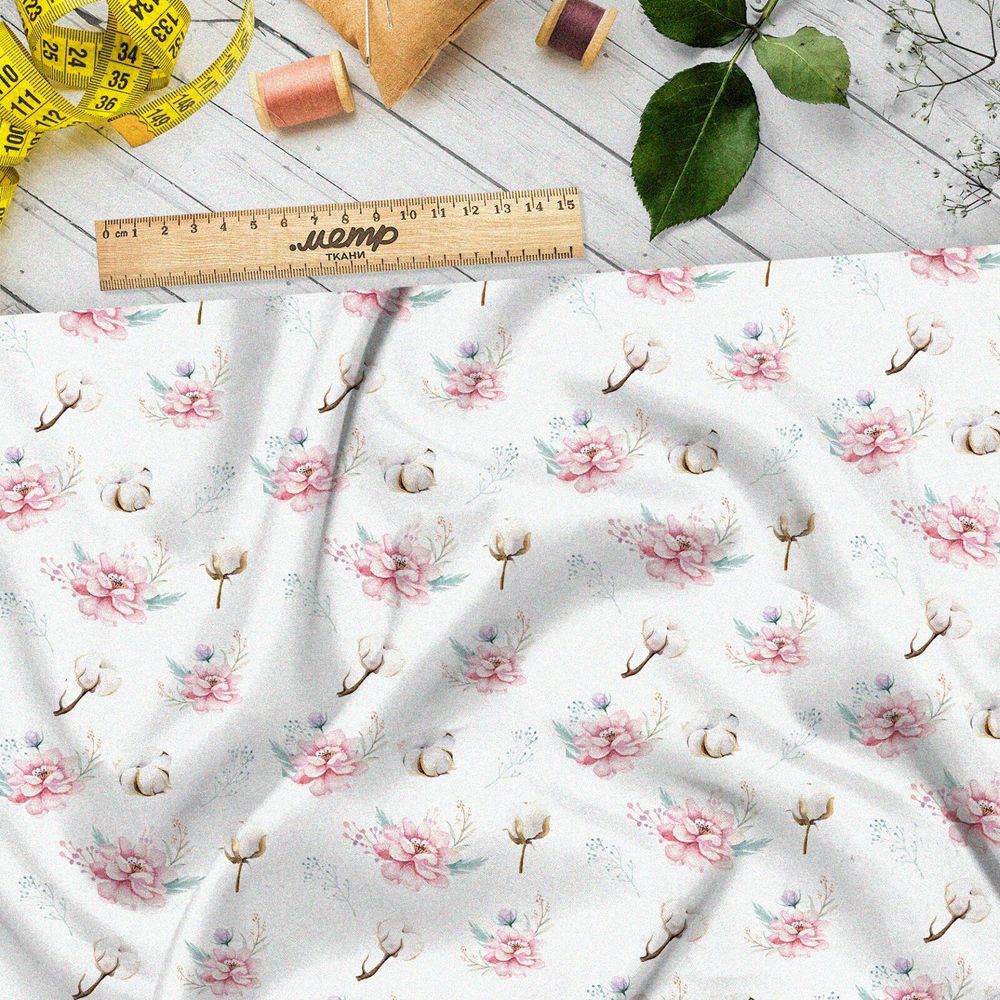 Ткань оксфорд 210 весенний богатый сочный букет цветов
