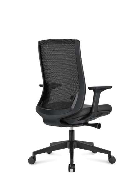 Кресло офисное Норден / Руби блэк LB / Ruby black LB / черный пластик / черная сетка / черная ткань