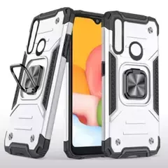 Противоударный чехол Strong Armour Case с кольцом для Honor 9X / Huawei P Smart Z (Серебро)