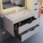 Тумба с раковиной для ванной Uperwood Modul 80 см, подвесная, матовая, белая/графит