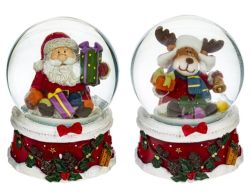 GAEM Фигурка декор в стекл шаре "Санта/Олень", D7 см, L7 W7 H8,5 см, 2в.