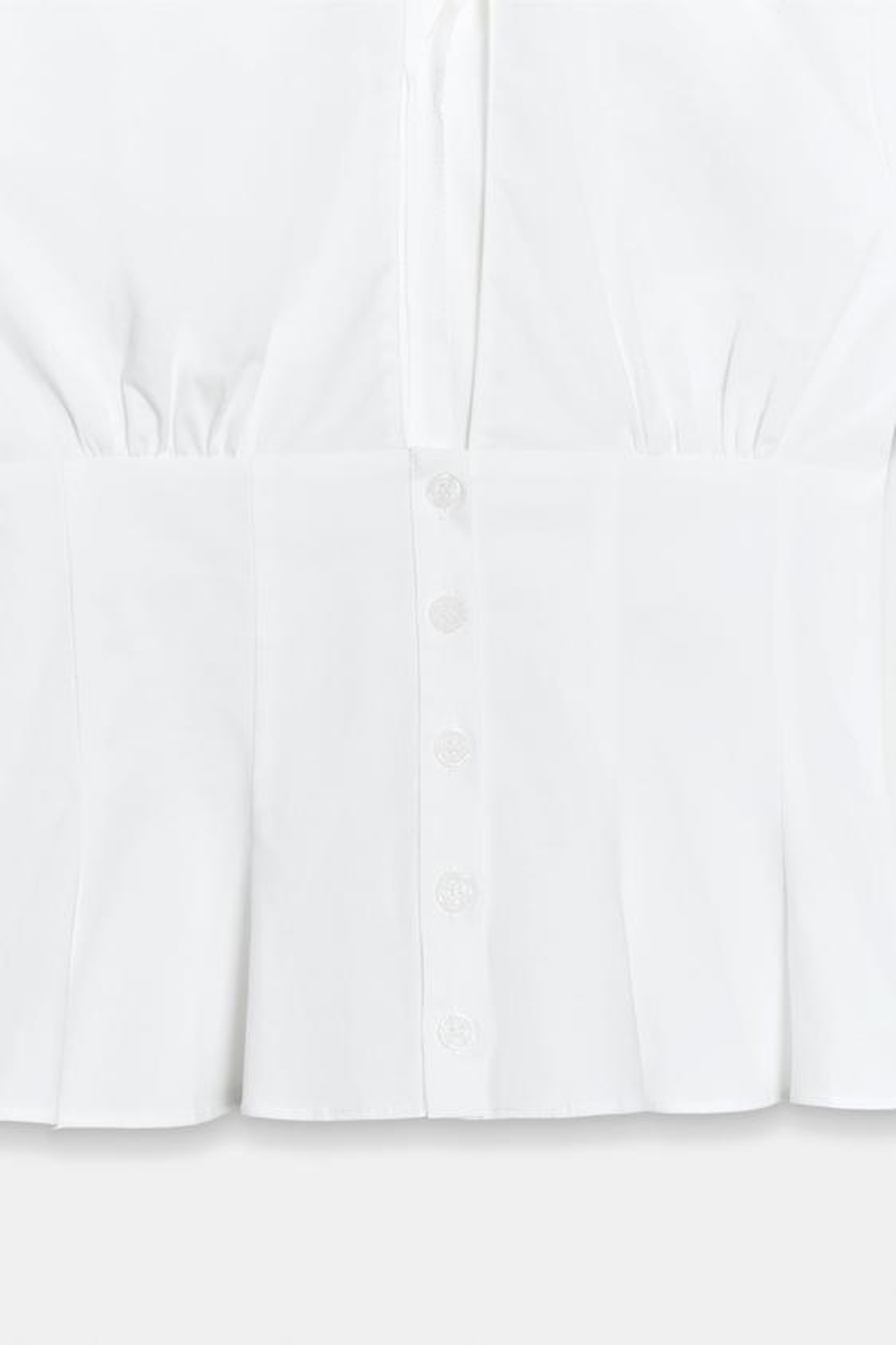 ZARA ТОП ИЗ ПОПЛИНА С ВЫРЕЗОМ И ЗАВЯЗКАМИ, БЕЛЫЙ