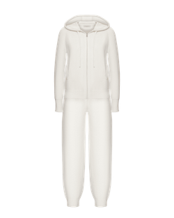 Комплект кардиган на молнии с капюшоном и брюки зауженные из кашемира, белый