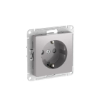 ATLASDESIGN РОЗЕТКА с заземлением со шторками, 16А, механизм, быстрозажим. клем., АЛЮМИНИЙ