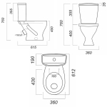 Унитаз-компакт "Эталон" эконом/СТАНДАРТ (кос, нижн, арм.Уклад, сид.полипропилен) (Sanita)
