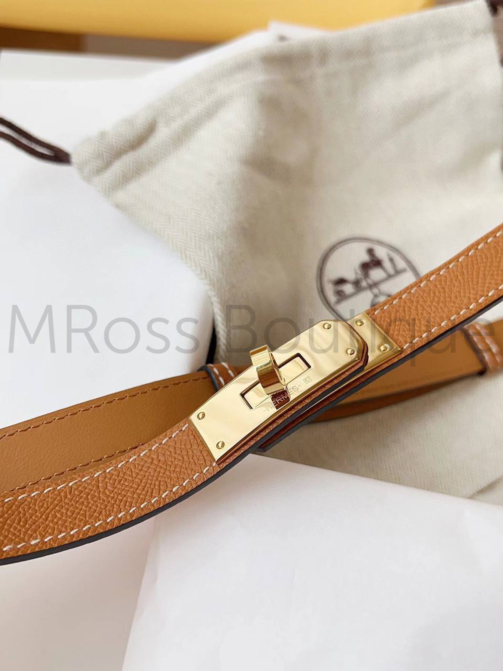 Женский ремень Hermes Kelly коричневого цвета