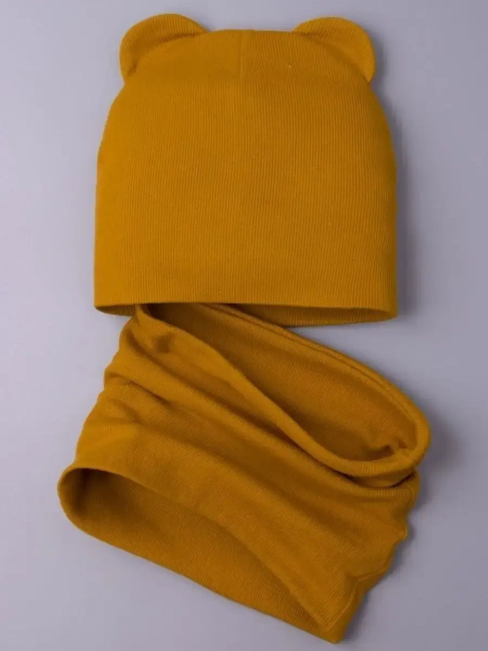 Шапка детская с ушками и снуд осенний