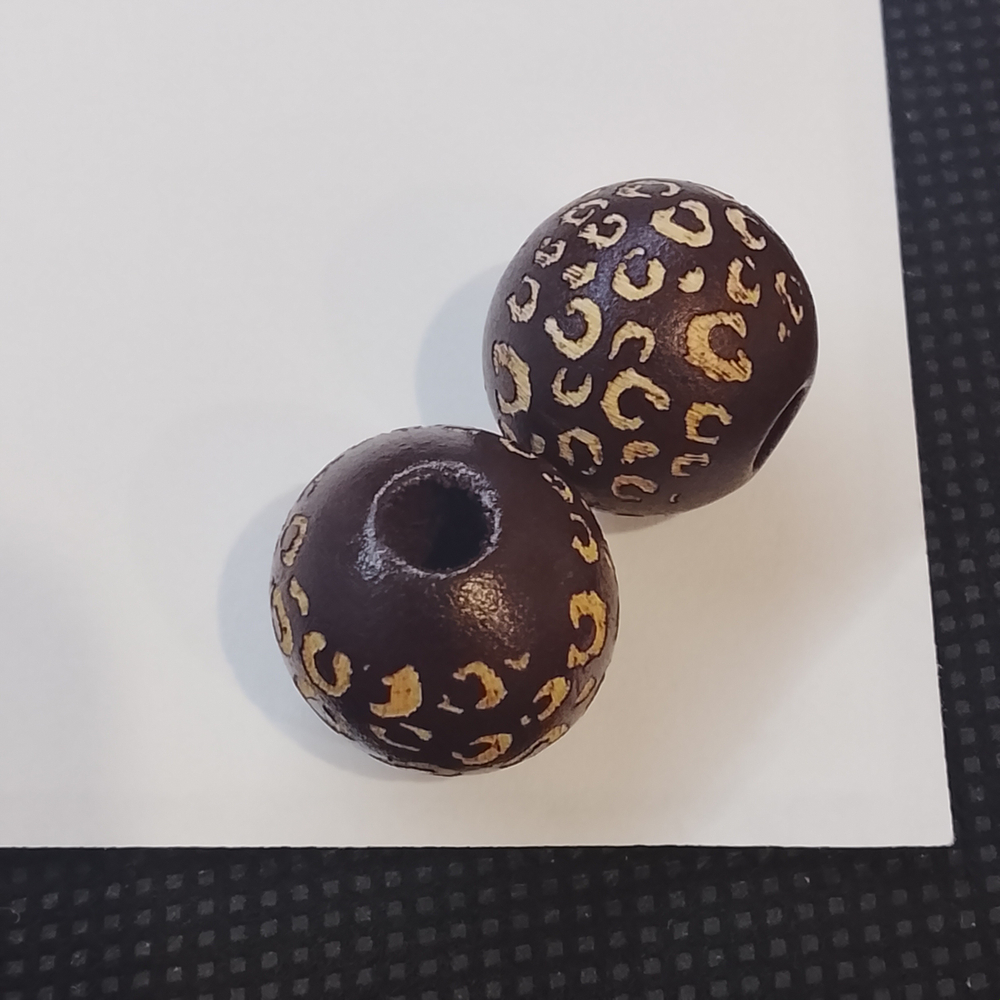 Деревянная бусина с рисунком, шар, 15мм, штучно