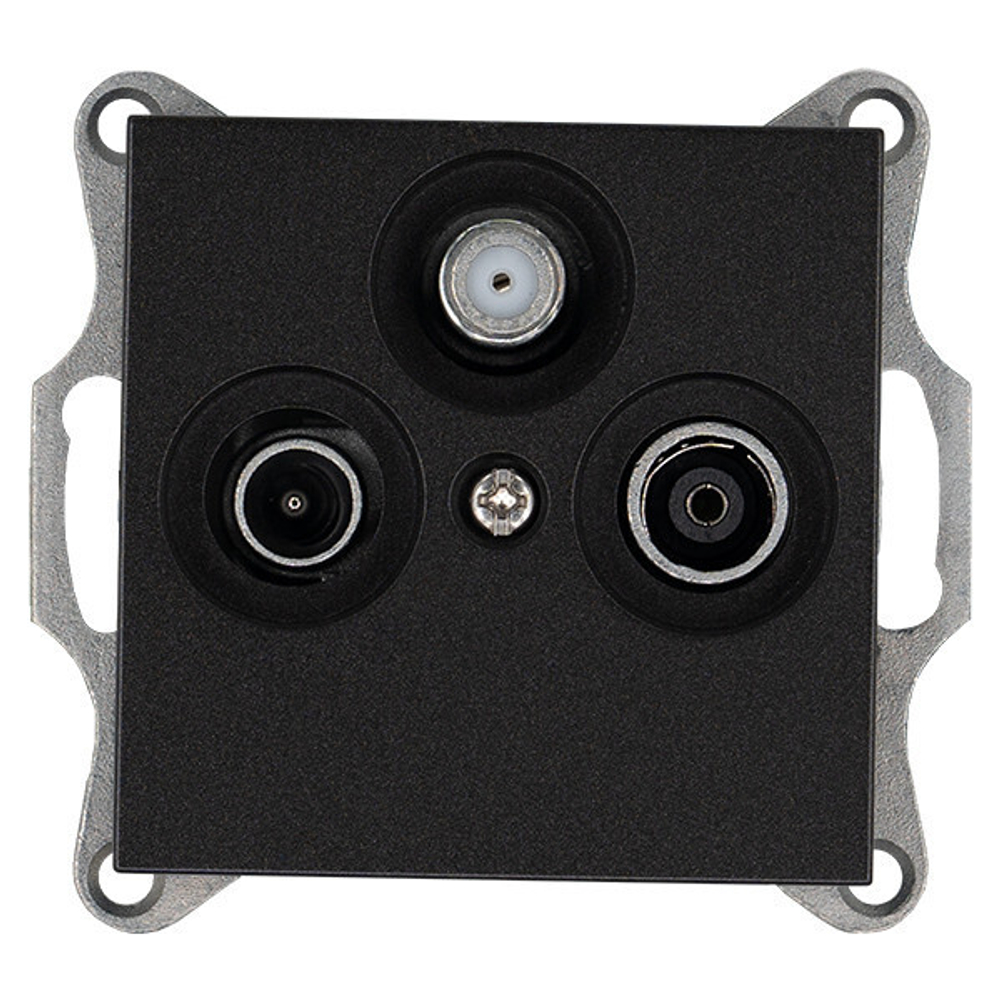 Розетка TV+FM+SAT Φ9.5mm проходная с накладкой, цвет Антрацит