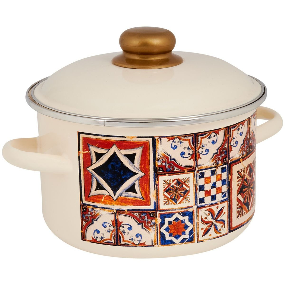 Кастрюля сталь, эмал, 3 л, крышка сталь, Appetite, Vostok, 1RD181М