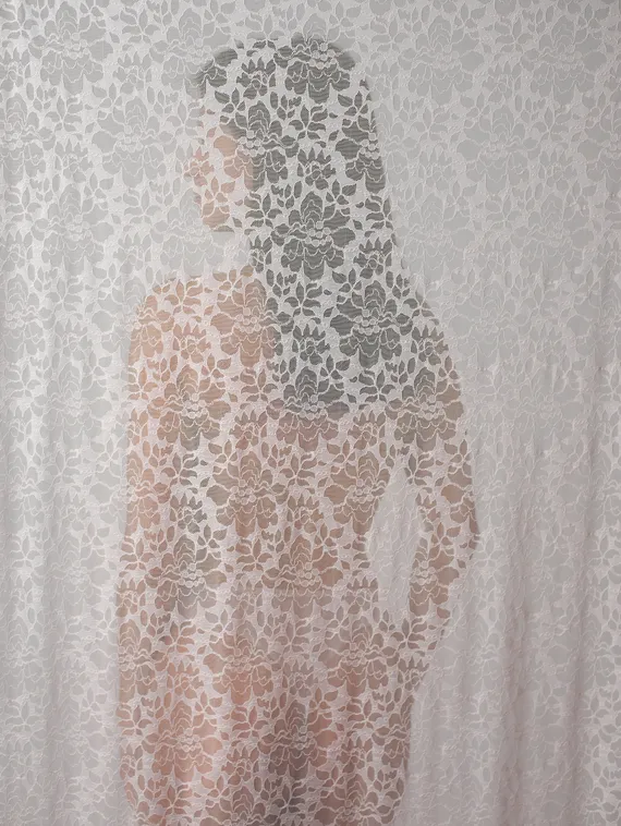 Кружевное эластичное полотно (сетка), арт. 05-98, серебристый пион 168