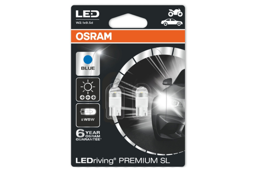 Комплект ламп W5W 12V 1W W2.1x9.5d LEDRIVING premium W5W/голубовато-белый/6800К 2шт.(1к-т)