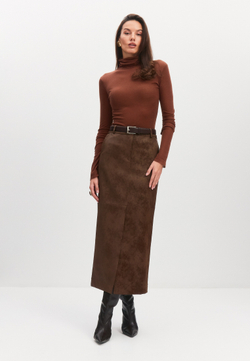 Фактурная юбка миди из экокожи предзаказ