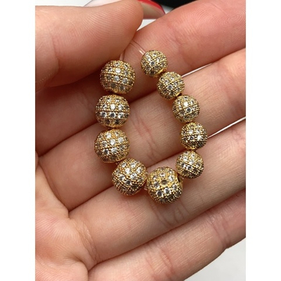 мл8-з Бусина со стразами Milano LUX 8 мм, позолота