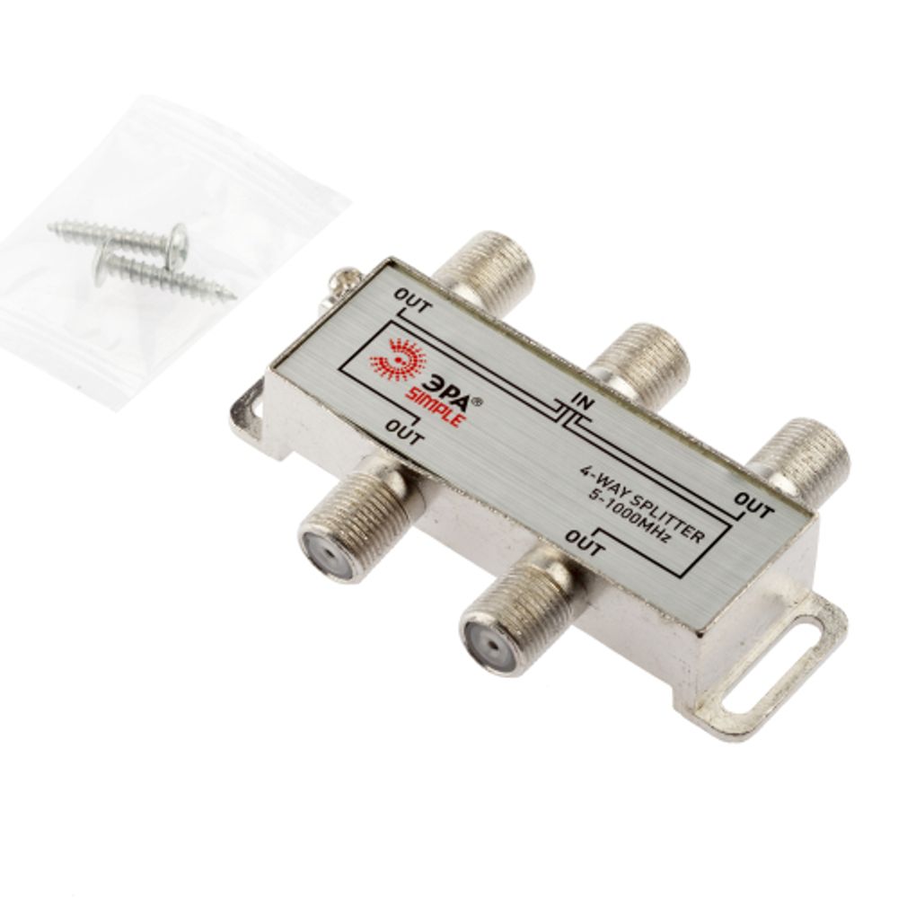 Делитель ТВ ЭРА SIMPLE DS-F-03 4 ответвления под F разъём 5-1000 МГц упаковка 1 шт