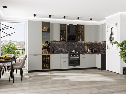 Угловая модульная кухня Флэт-05 Light Grey In 2S - Graphite 2340*4000/1000*600