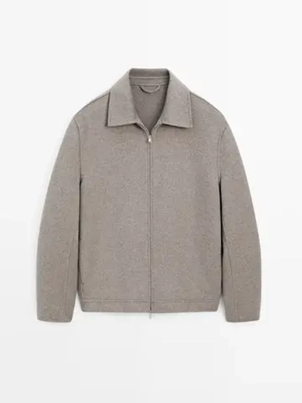 Massimo Dutti Шерстяная куртка с двойной молнией, бежевый
