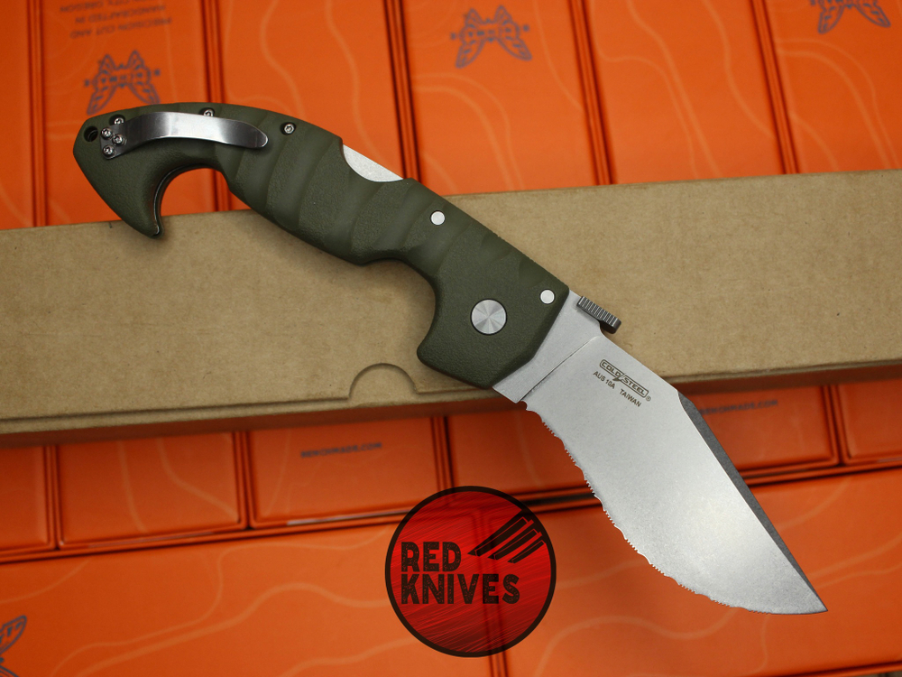 Нож Cold Steel Spartan - серрейторный клинок, рукоять олива (зеленая) (версия 2025г.)