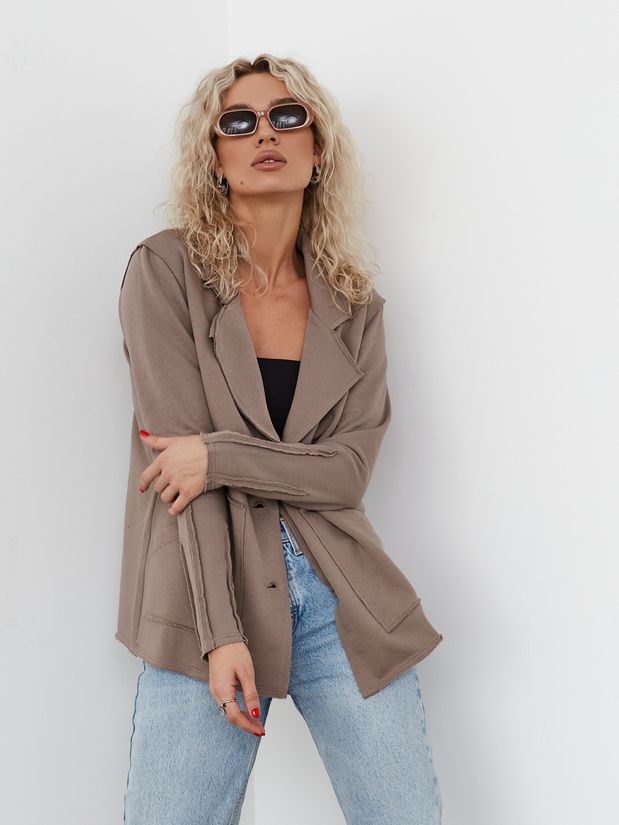 Жакет строчки трикотажный , какао