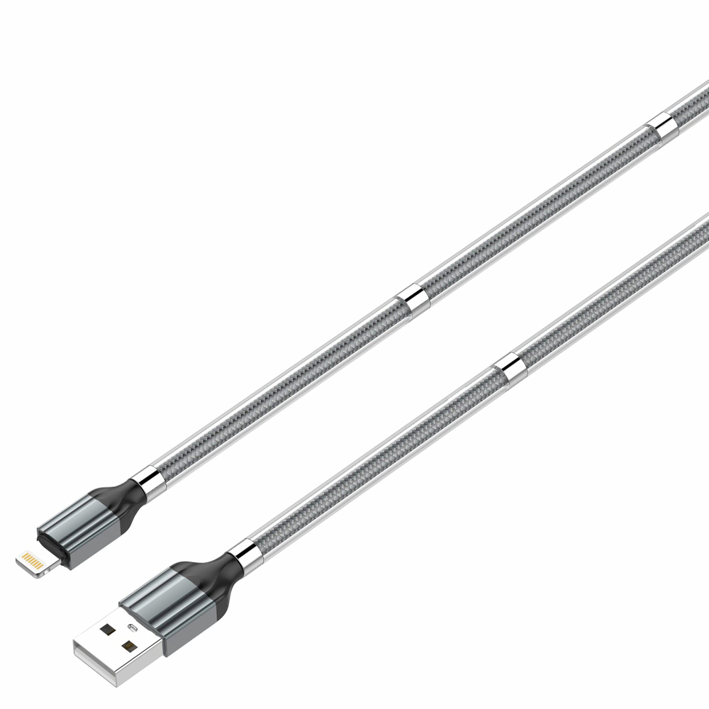 Кабель 1m USB/Lightning LS491 Magnetic LDNIO grey