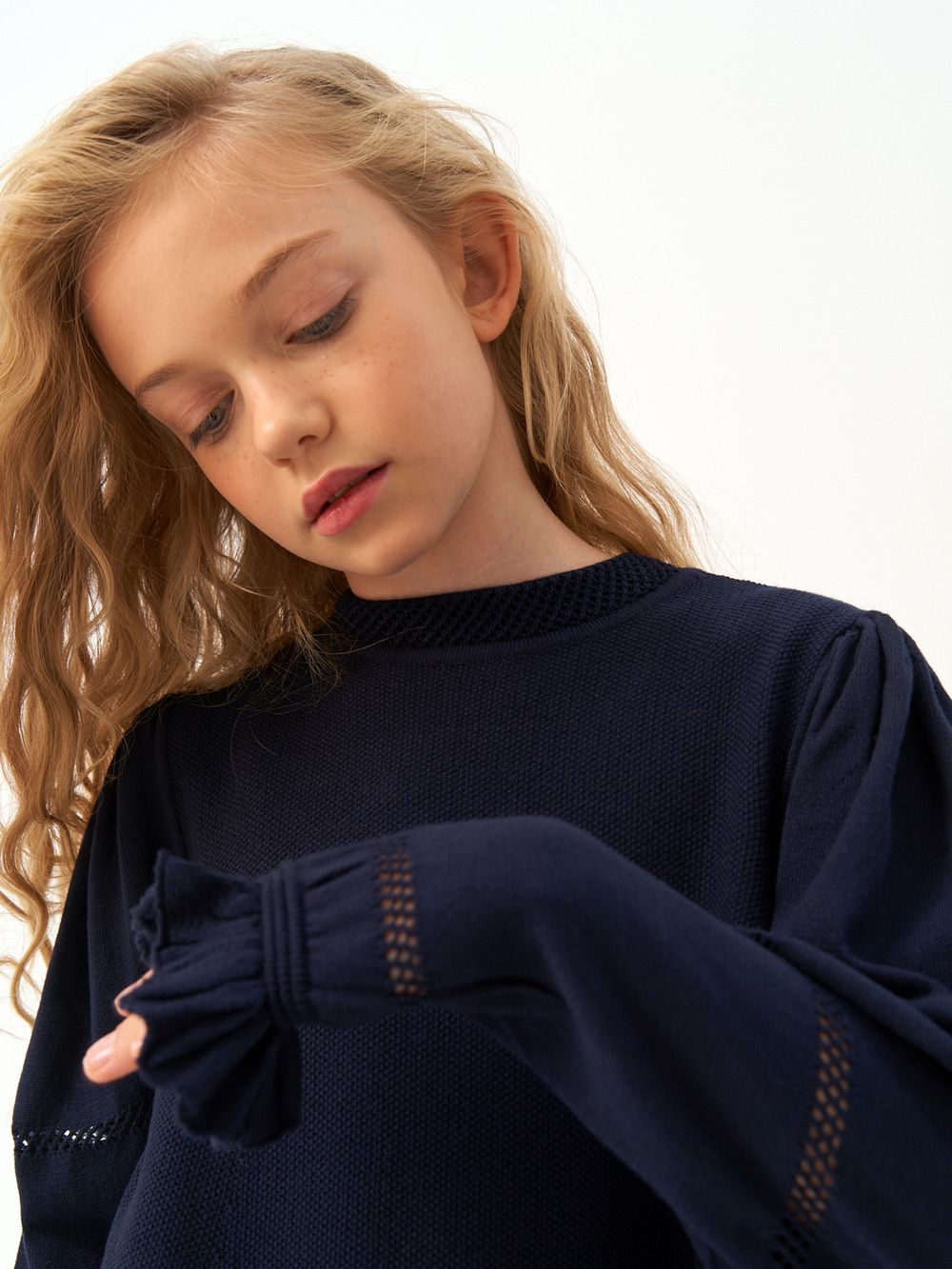 Платье для девочки с длинным рукавом AT1039 синий