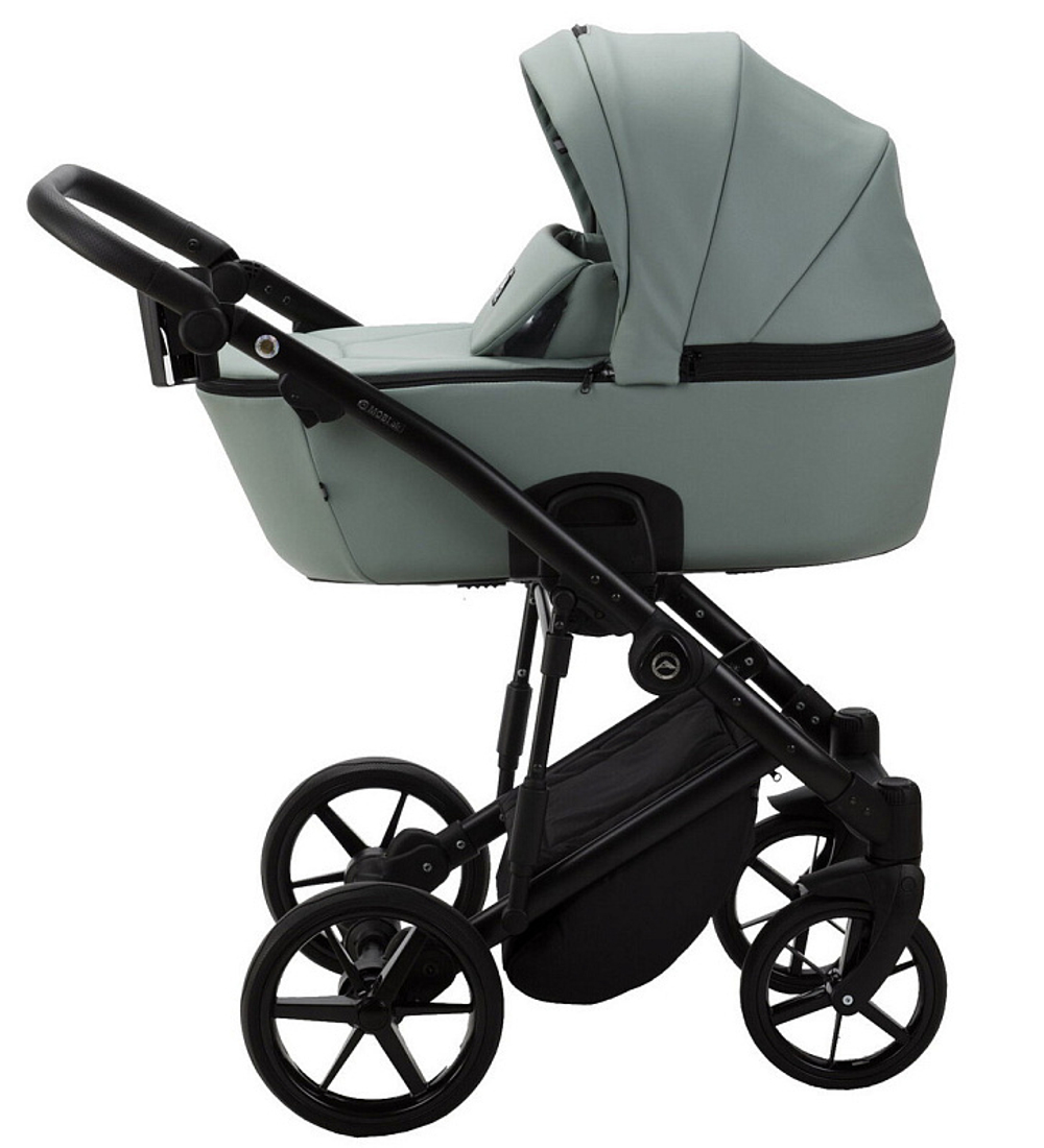 Детская коляска Adamex Mobi Deluxe 2 в 1 M-SA20 (СЕРО-ЗЕЛЕНАЯ КОЖА)