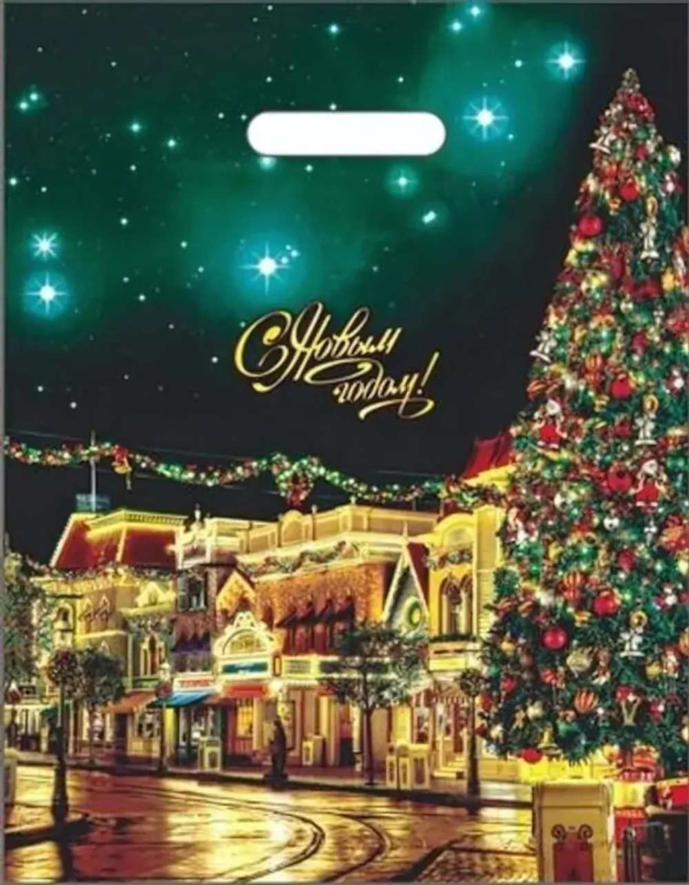 Пакет ПЭ с вырубной ручкой 31х40см (60) (Фиеста) НГ Ламинированный Интерпак (х50/500)