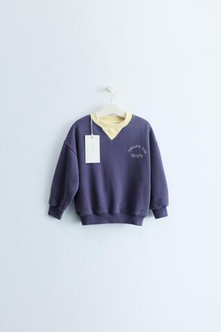 ZARA TIMELESS — ТОЛСТОВКА С ВЫШИВКОЙ, ВЫЦВЕТШИЙ СИНИЙ