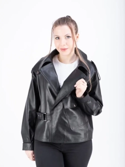 Куртка женская  кожаная оверсайз черная