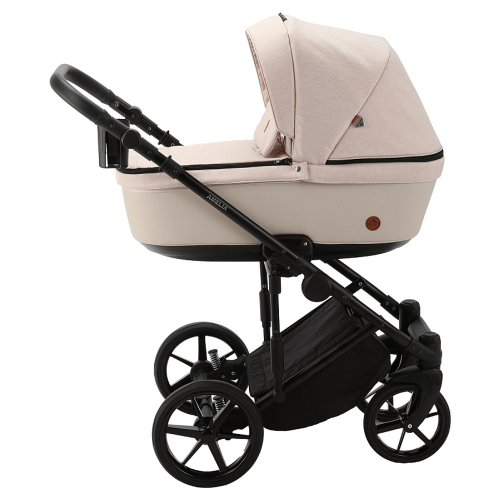 Детская коляска Adamex Amelia 2 в 1 AM243-TIP (СВ.БЕЖ.ТК.+СВ.БЕЖ.КОЖА)