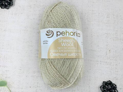 Пряжа "Овечья шерсть", 100% шерсть, 100 гр, 200 м, суровый