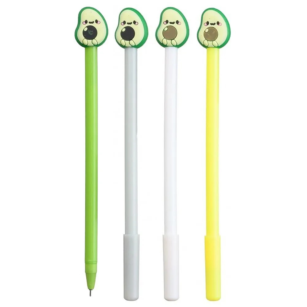 Набор ручек пиши-стирай 2 шт, с фигуркой авокадо, MC-Basir, Красивые гелевые ручки со стираемыми синими чернилами, специальный ластик-игрушка на конце, для школы и учебы