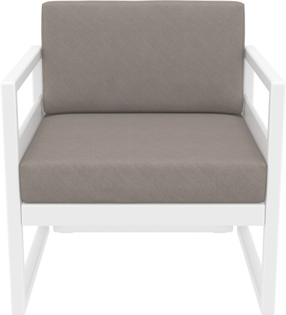 Кресло пластиковое с подушками Siesta Contract Mykonos, белый, светло-коричневый