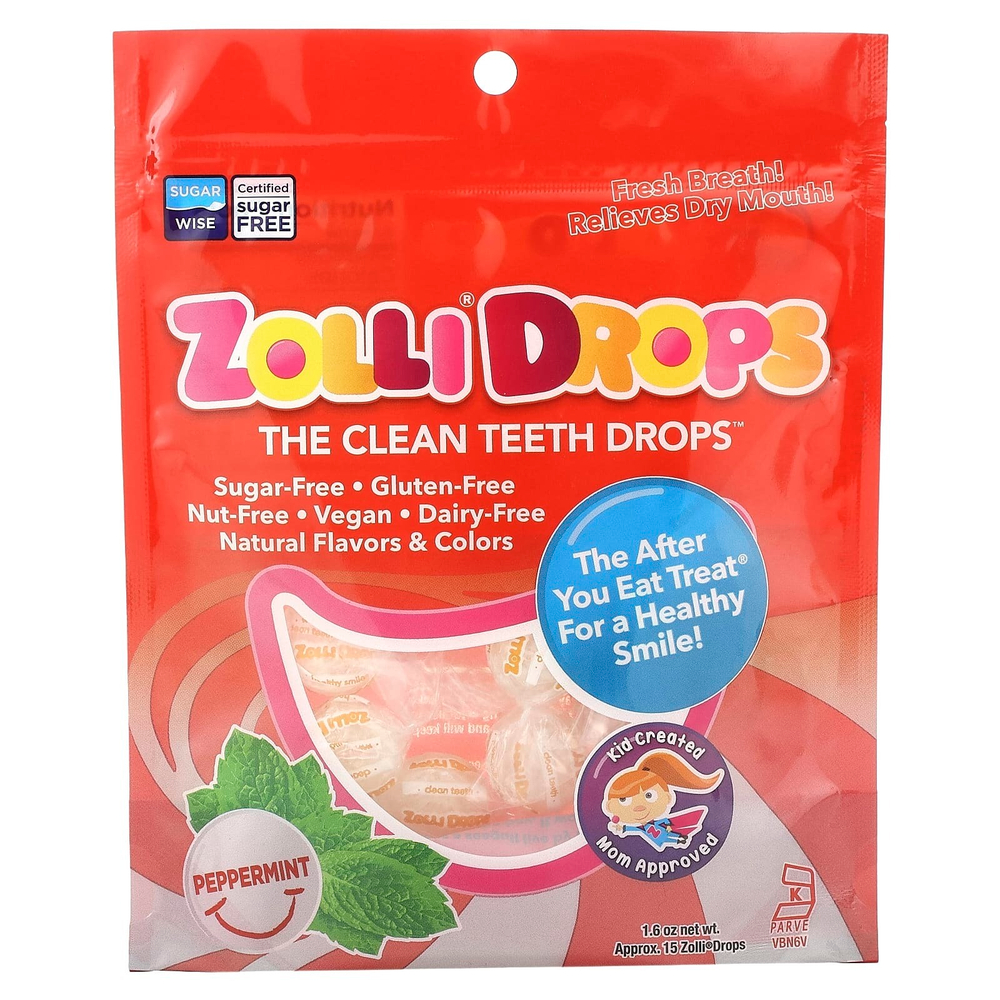 Zollipops, Zolli Drops, капли для очищения зубов, перечная мята, прибл. 15 капель золли, 1,6 унции