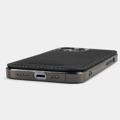 Чехол для iPhone 15 Pro Max из кожи теленка, черного цвета