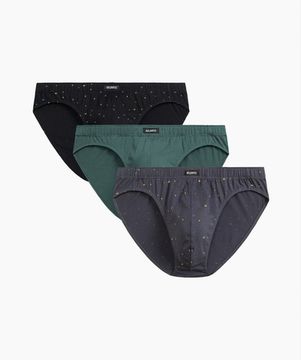 Мужские трусы (3шт) слипы спорт Atlantic 3MP-186, хлопок, черные + зеленые + графитовые