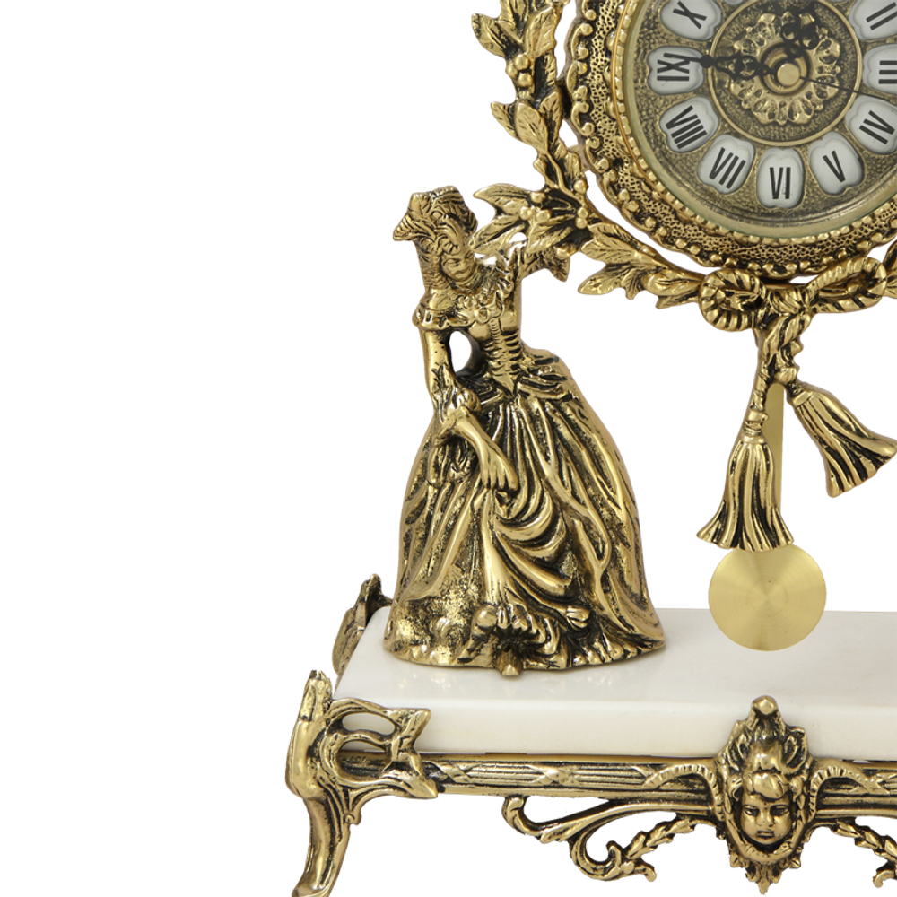 Bello De Bronze Часы каминные Пастораль на мраморной подставке