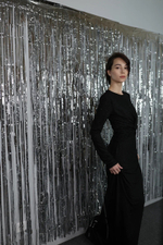 платье в пол с драпировкой и стразами